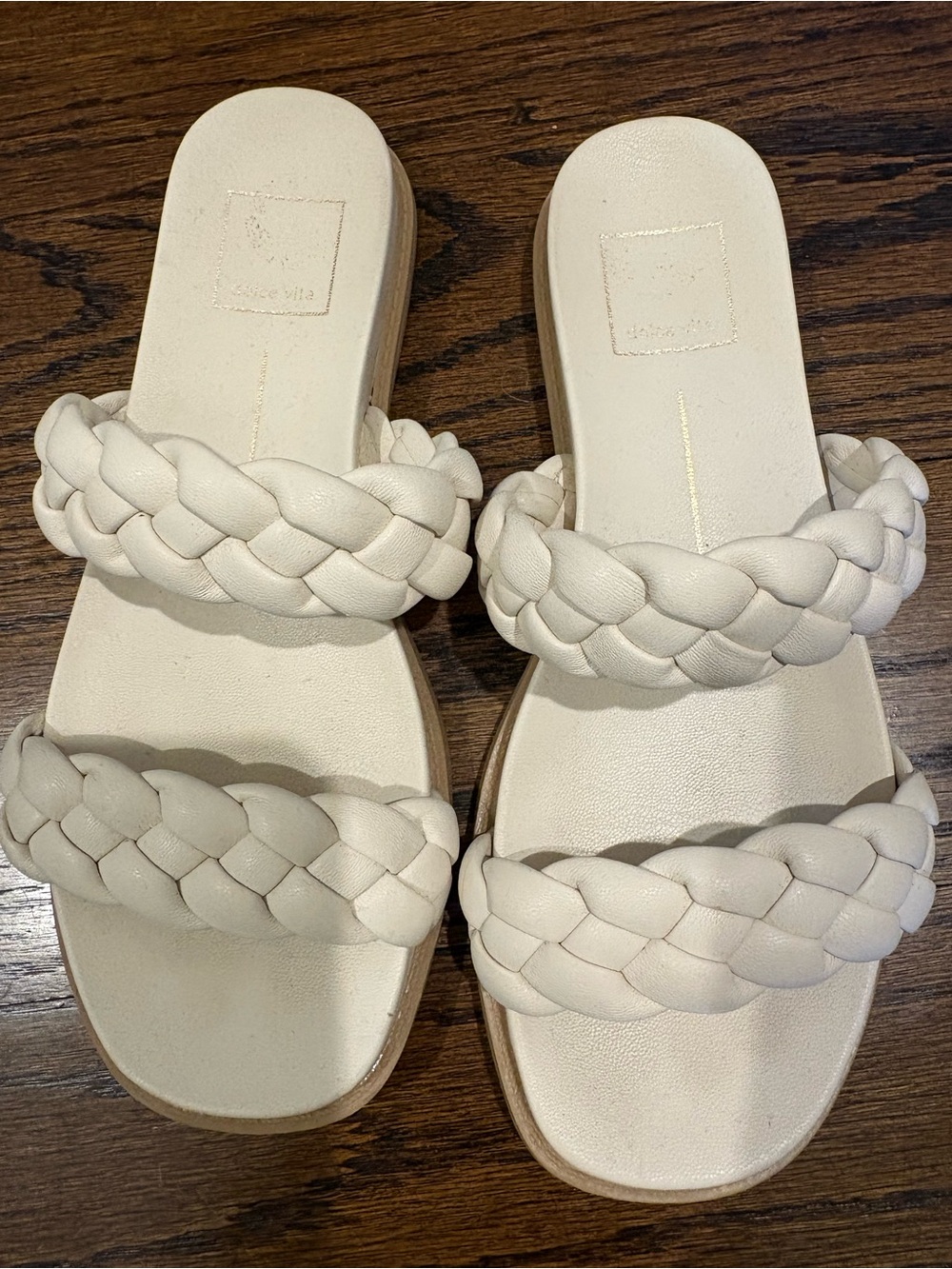 Dolce Vita Cream Braided Double-Strap Slide Sandals